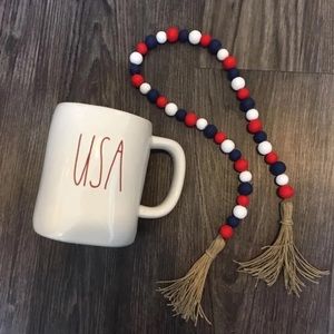 Farmhouse Red White And Blue Bead Garland
